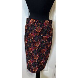 Women's LuLaRoe Floral Straight & Pencil Midi Skirt Polyester Blend Size Large